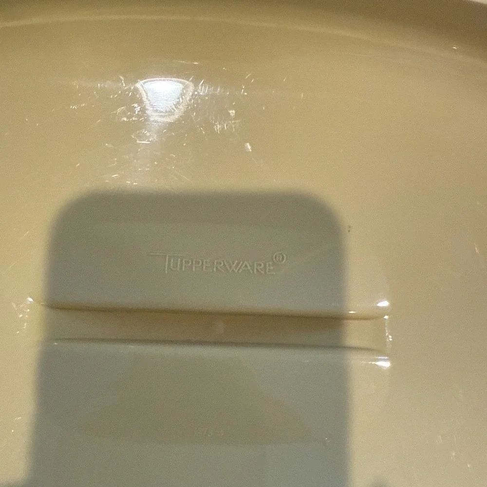 Vintage Tupperware Yellow Oblong Oval Casserole Dish Bowl Lid Strainer Colander